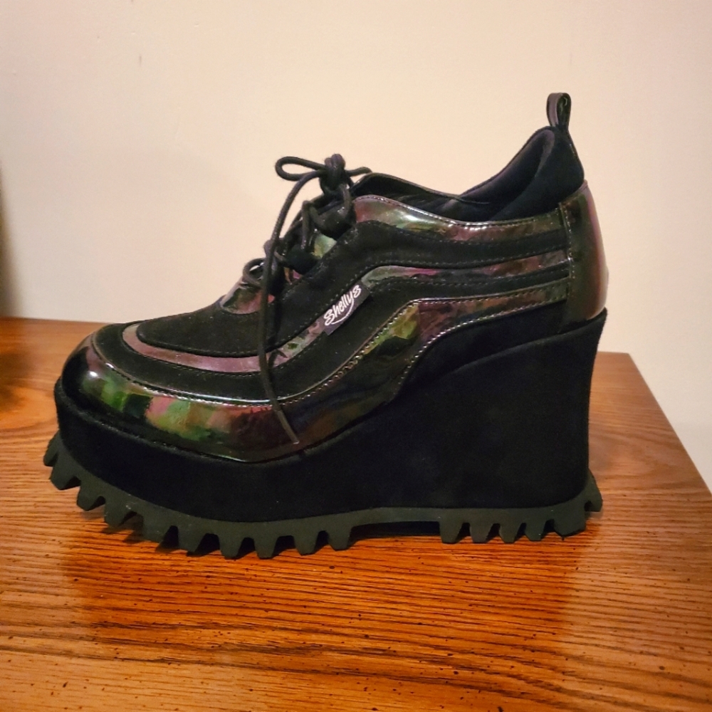 Shellys London oil slick sneakers